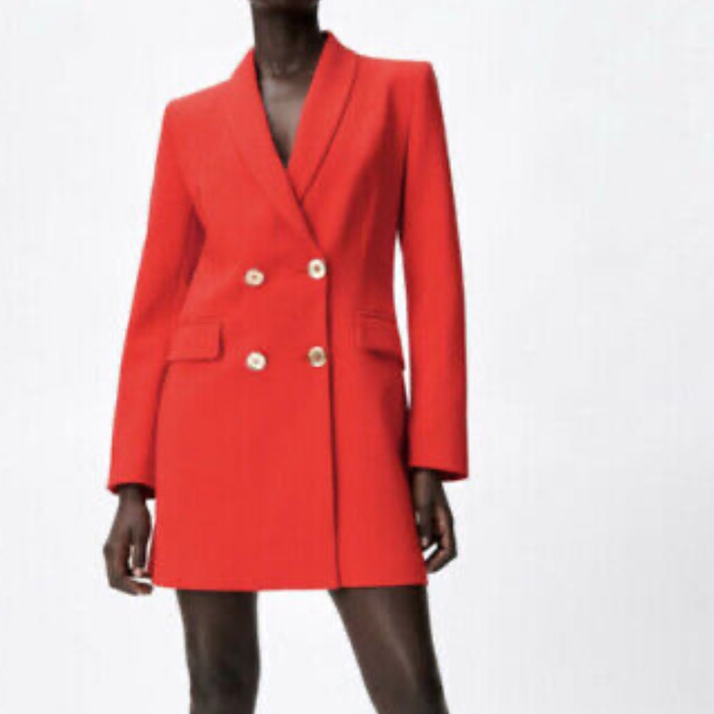Zara Double Breasted Long Blazer Red Bloggers Favorite - Picture 8 of 15